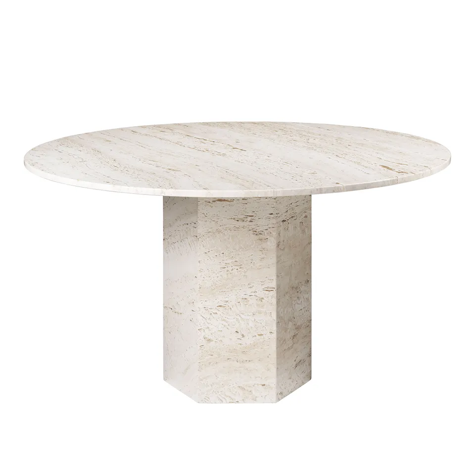 Epic Dining Table, Round Ø130, White Travertine Stone