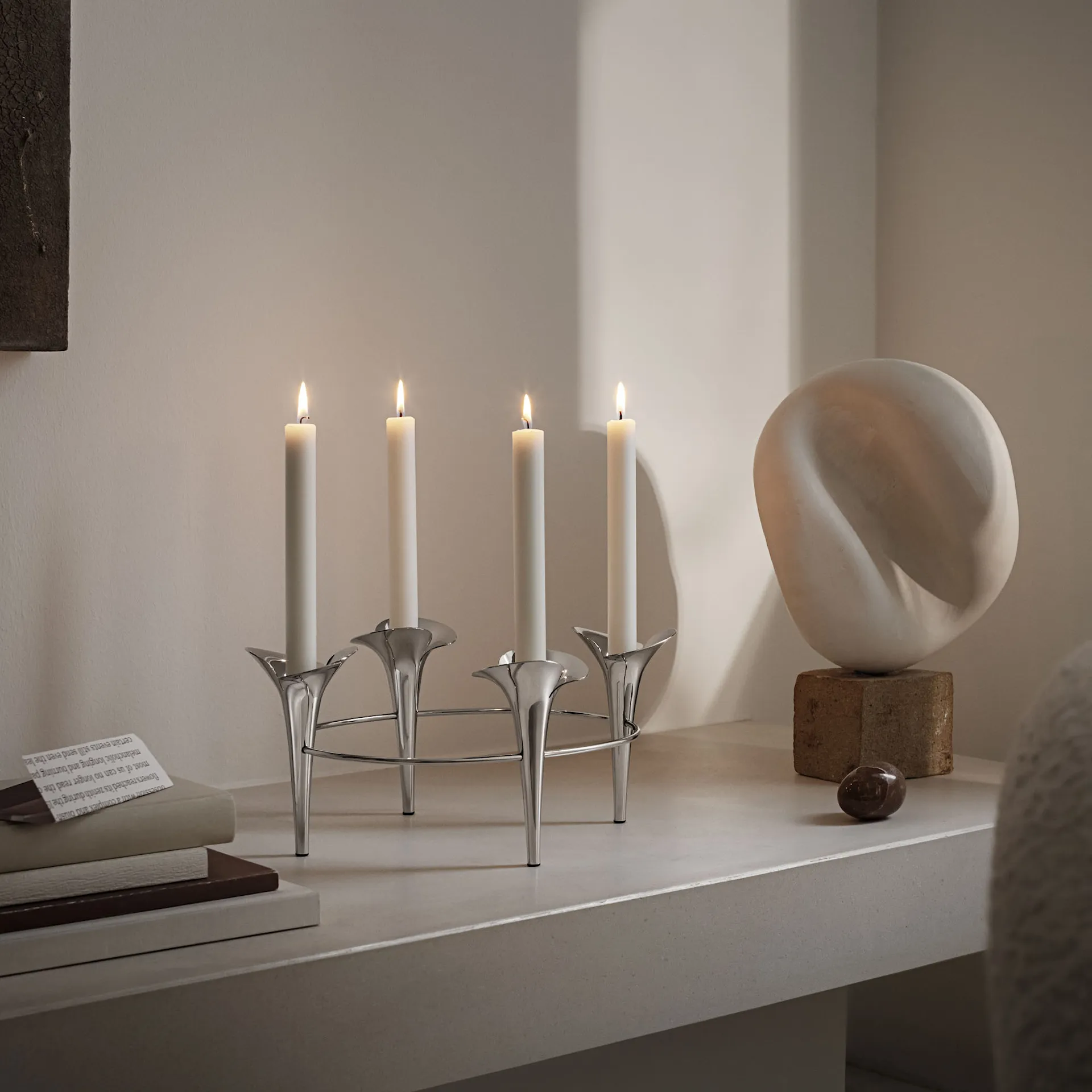 Bloom Botanica Taper Candleholder, 4 Candles, Silver - Georg Jensen - NO GA