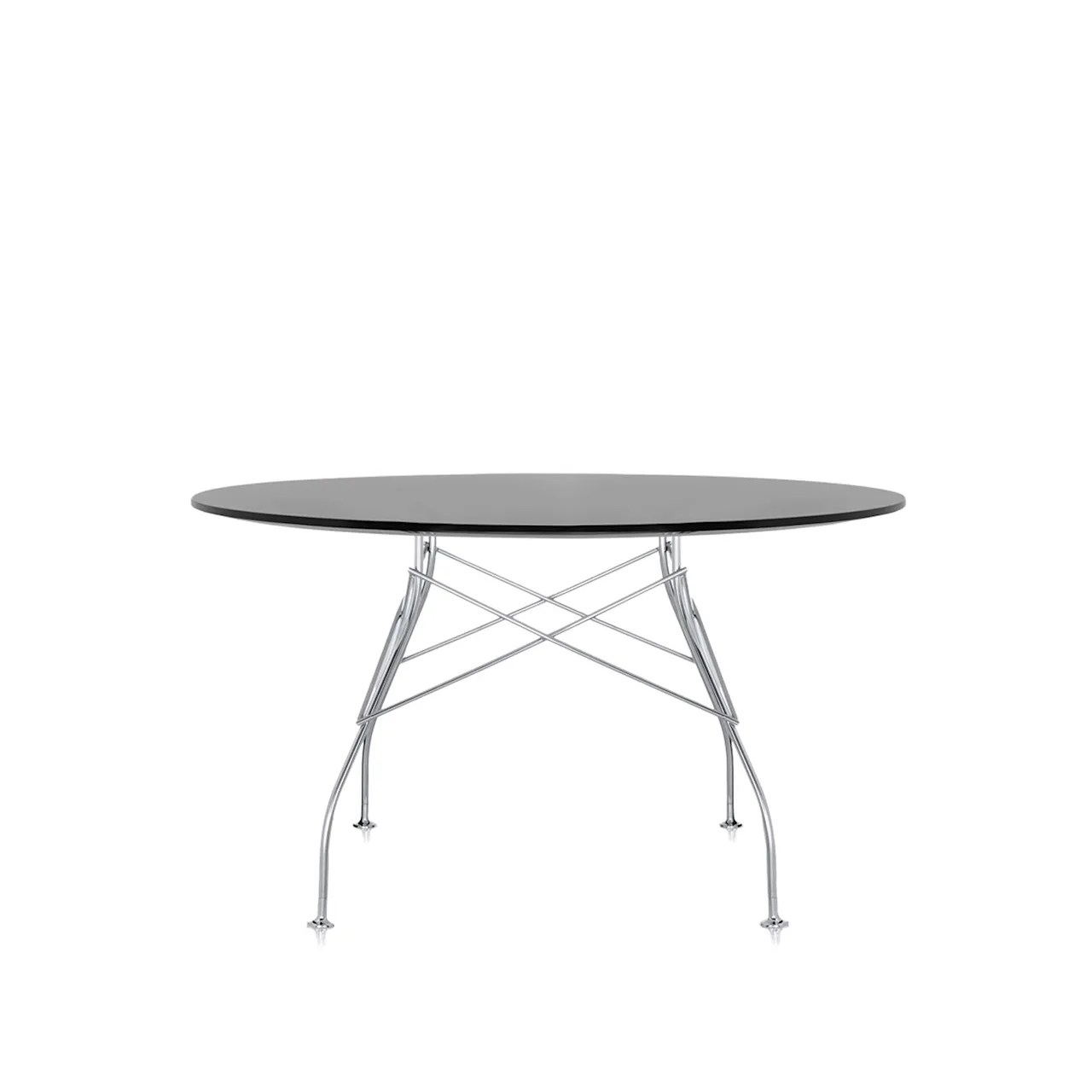 Glossy Round Table 4561 Ø130, Chrome, Black Polyester