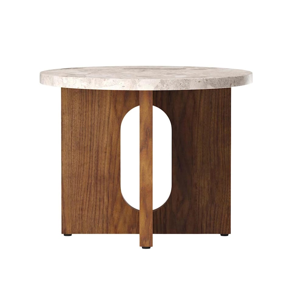 Androgyne Side Table Ø 50 Walnut Base Kunis Breccia Top