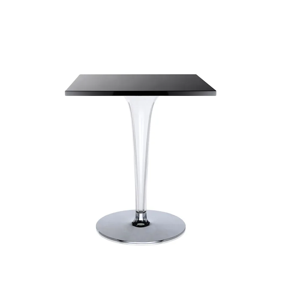 Top Top Table 4203 70x70, Black Melamine Top, Rounded Base