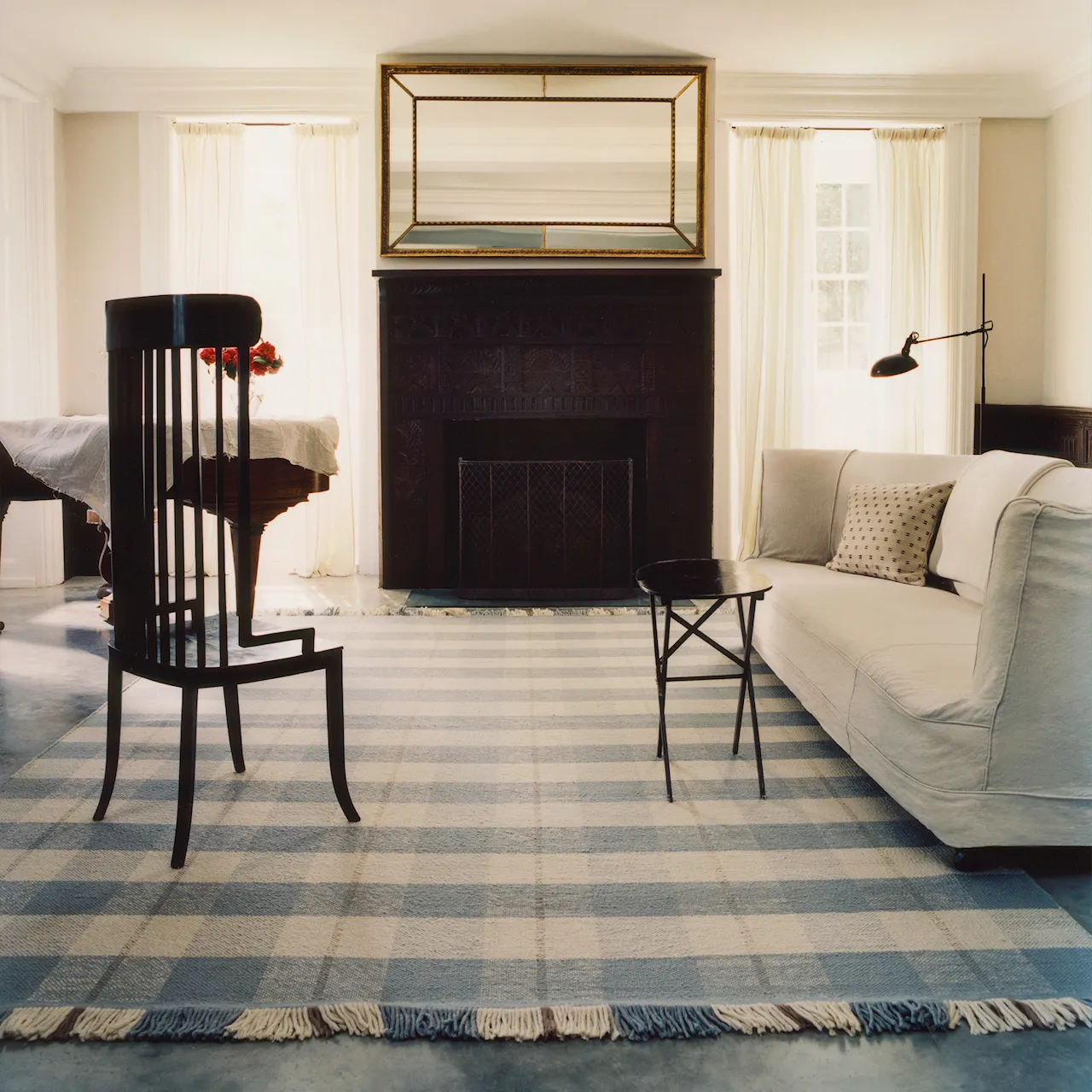 Plaid Blue/Cream ullteppe