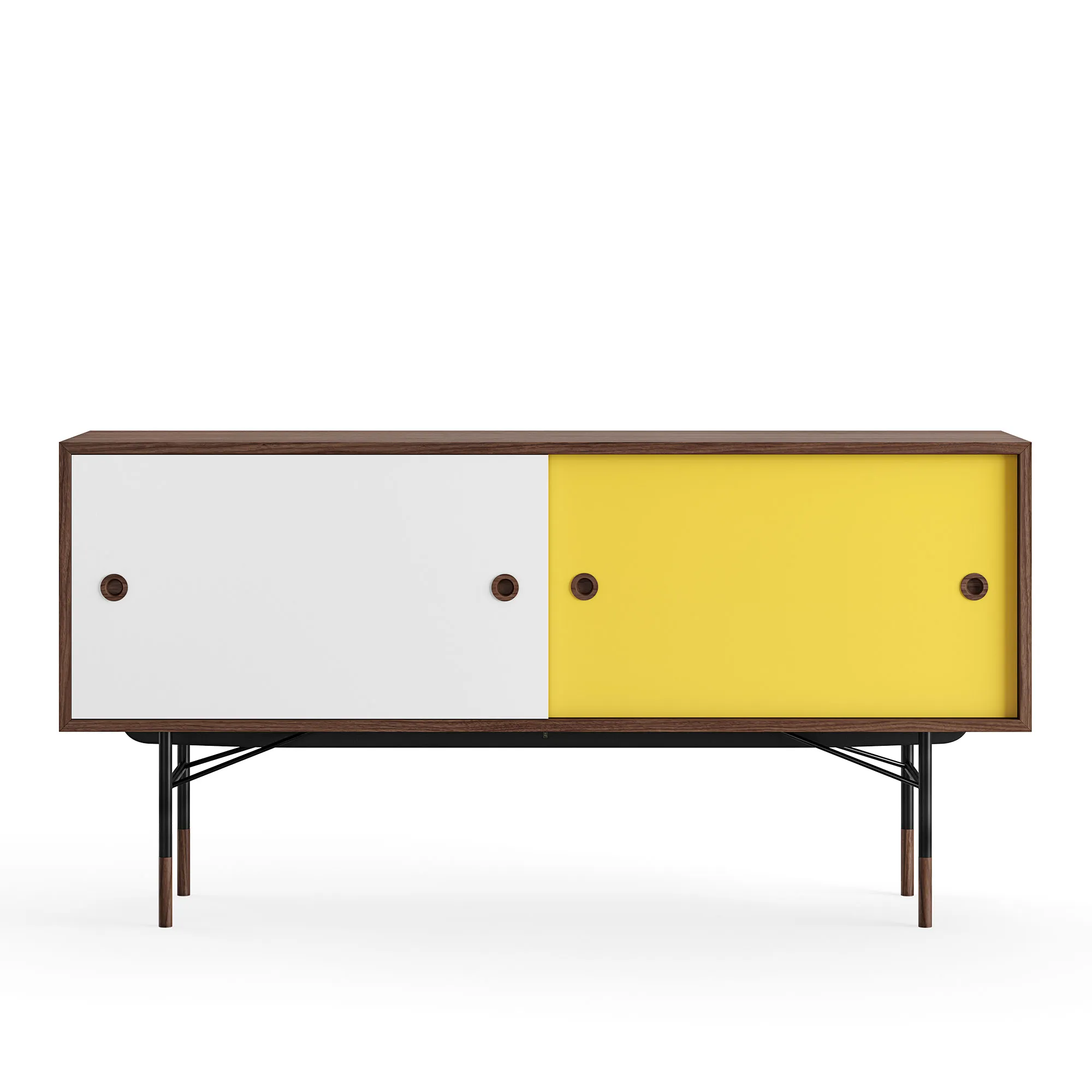Sideboard utan lådor Walnut White/Yellow - 1