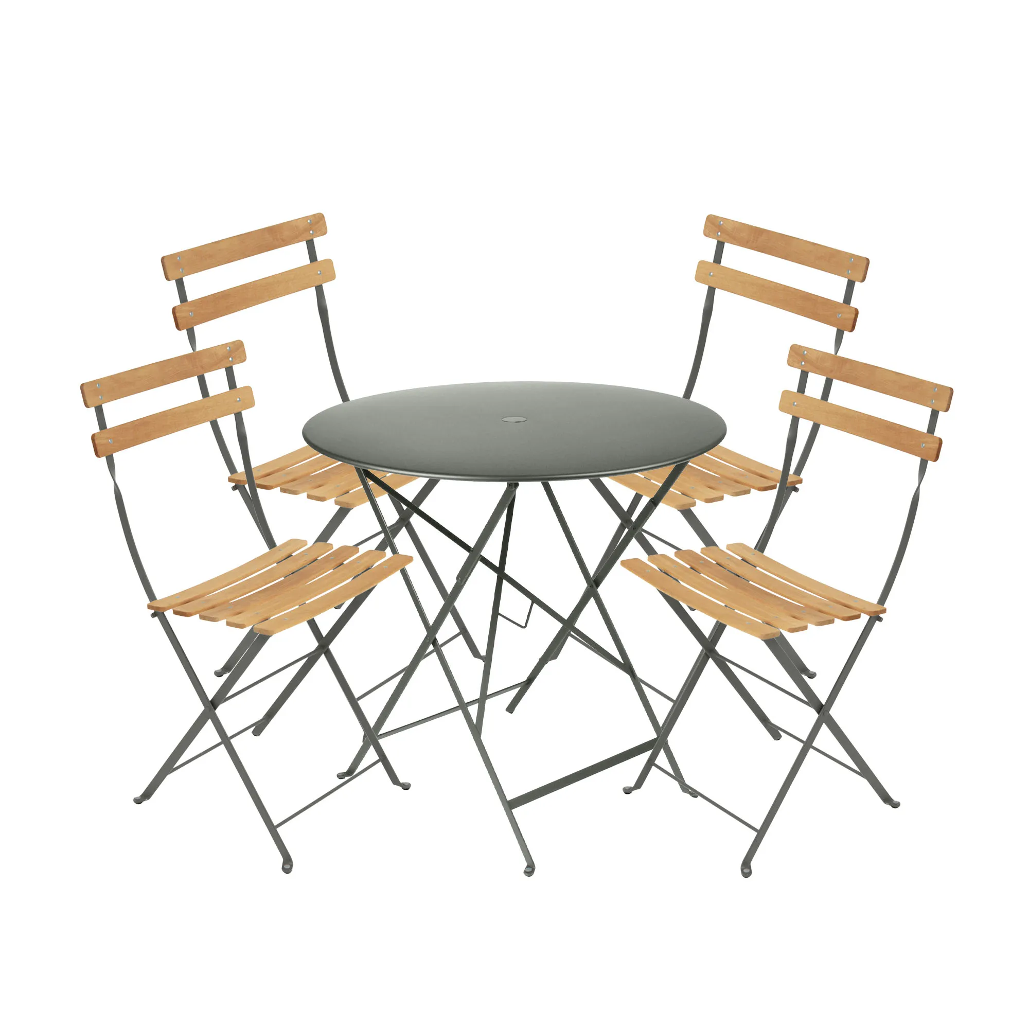 Bistro spisegruppe bord 77cm & 4 tre stoler - 1