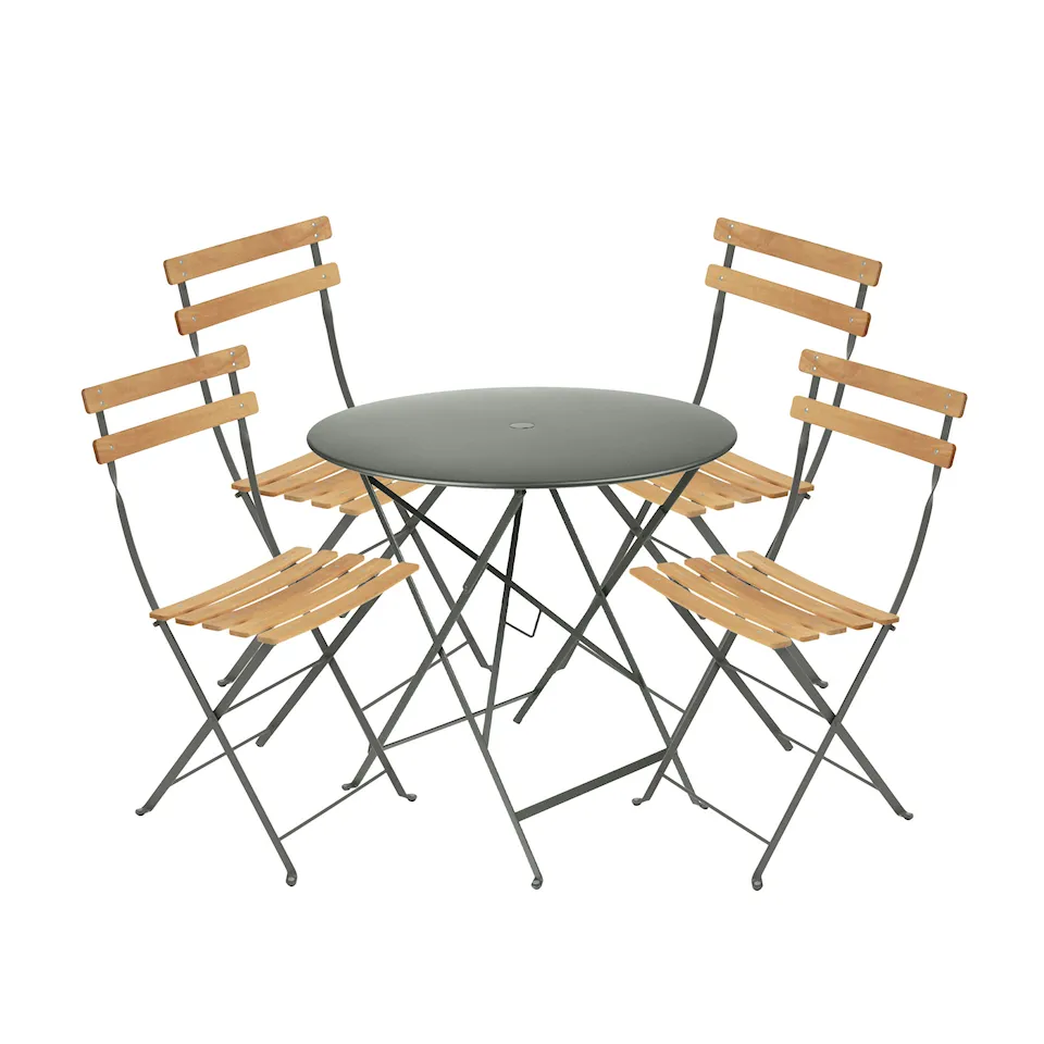 Bistro spisegruppe bord 77cm & 4 tre stoler