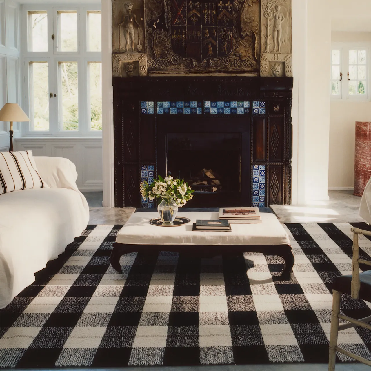 Plaid Black/Cream ullteppe