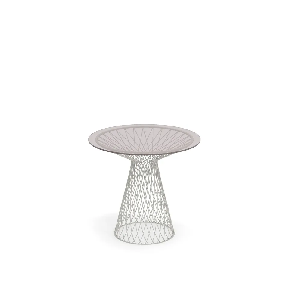 Heaven Round Table Ø80, Frame: Matt White, Top: Transparent Glass