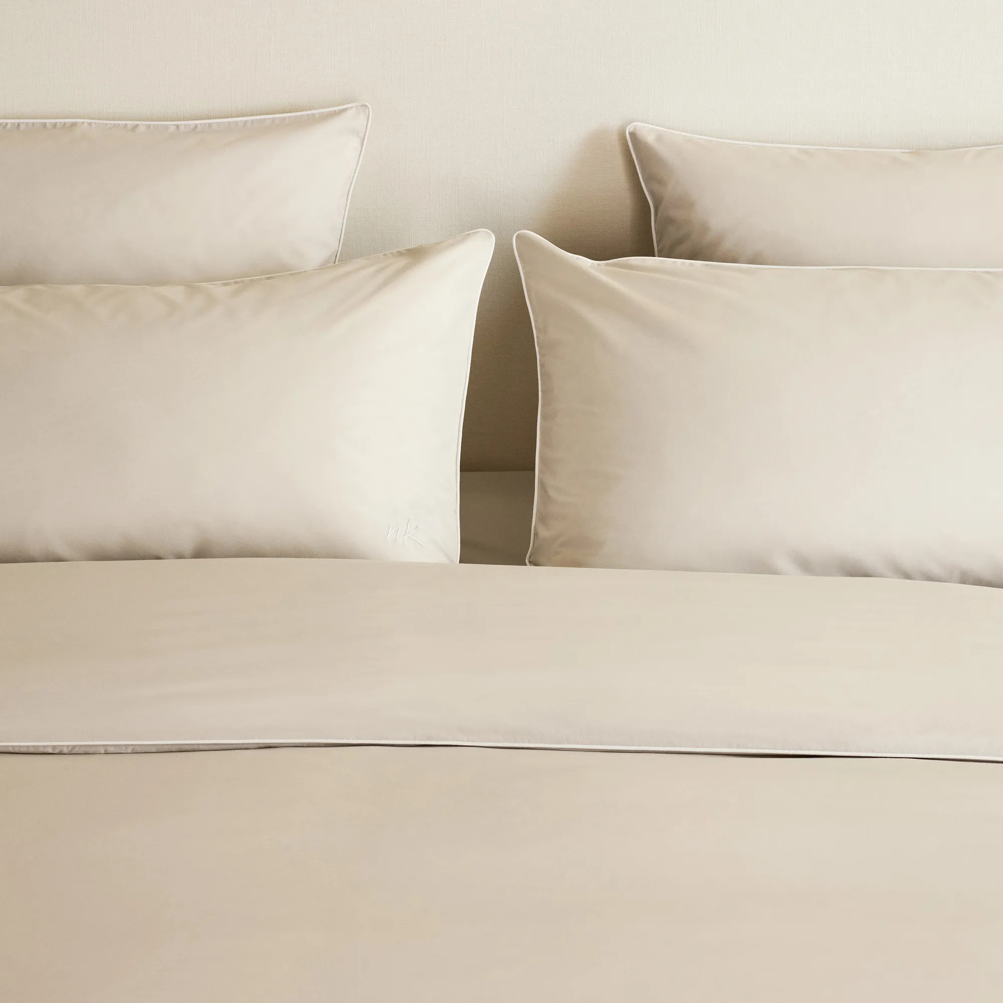 Percale Sand/White sengetøysett - 3