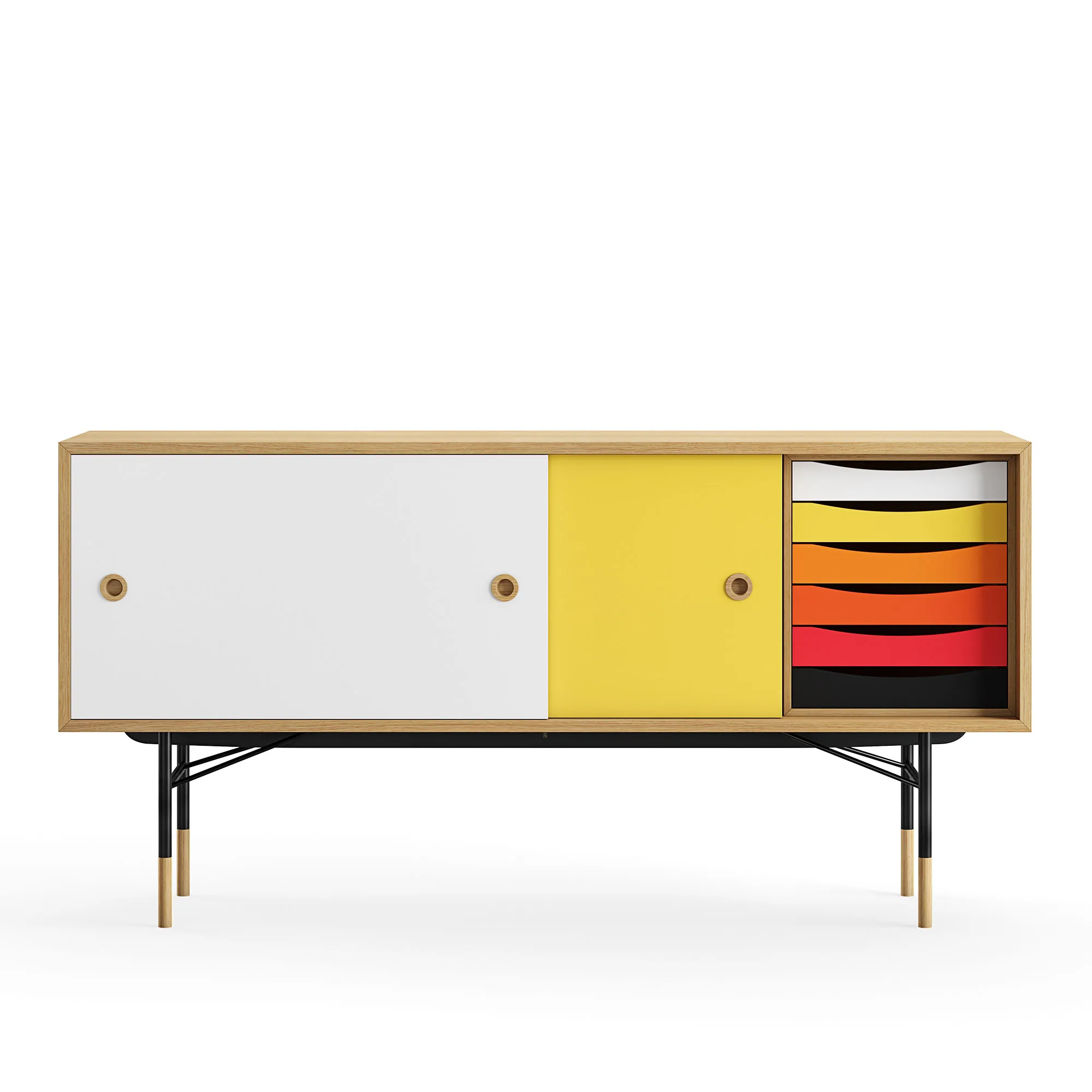 Sideboard Warm med lådor Dark oiled oak White/Yellow - 1