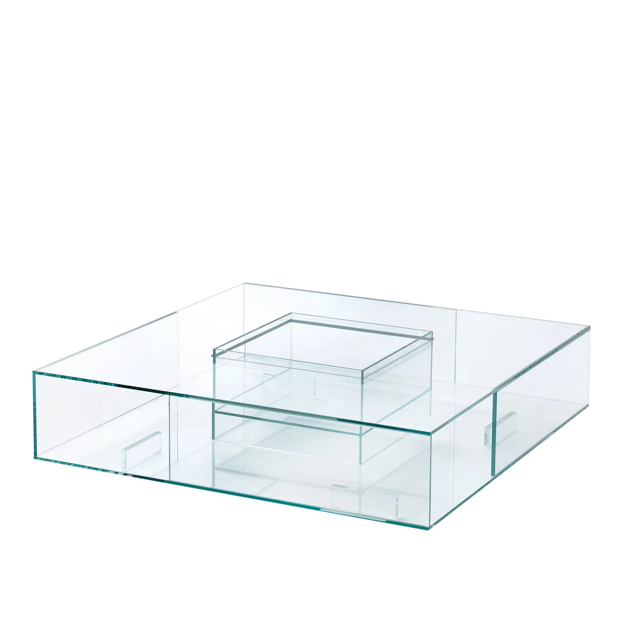 SEA01B Seasons Low table with burner, Tempered and glued transparent extralight glass