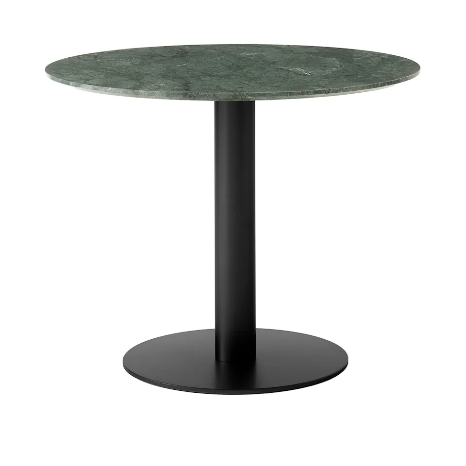 In Between Dining Table SK11 Ø90 H73 cm Matt black center base Marble Verde Guatemala