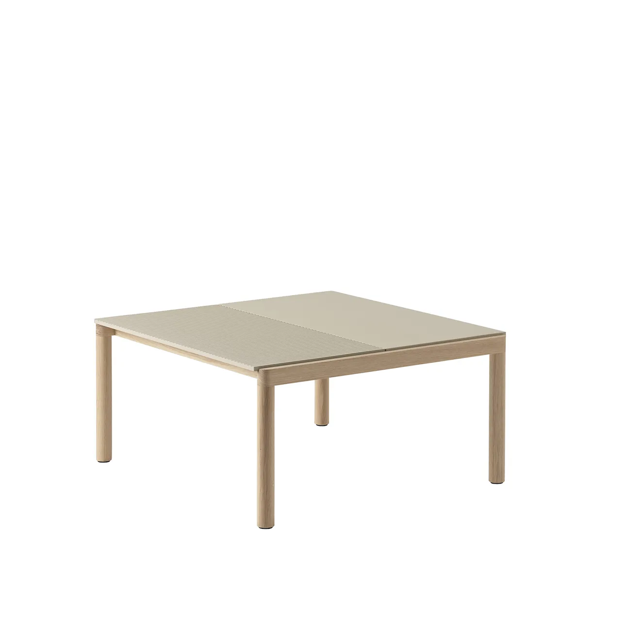 Couple Coffee Table / 80 x 84 x 40 cm - 1 Plain 1 Wavy - Sand/Dark Oiled Oak