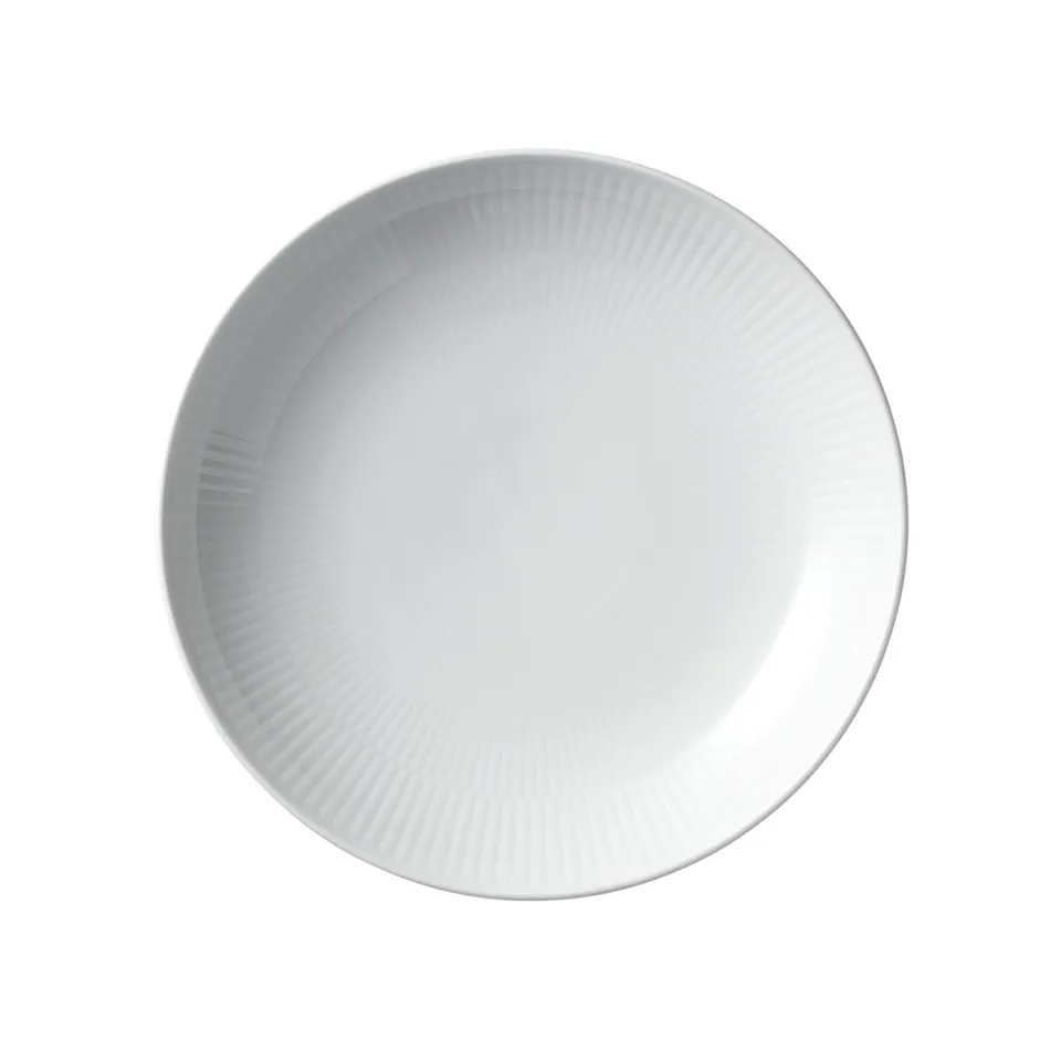 White Fluted Moderne Tallerken 20 cm