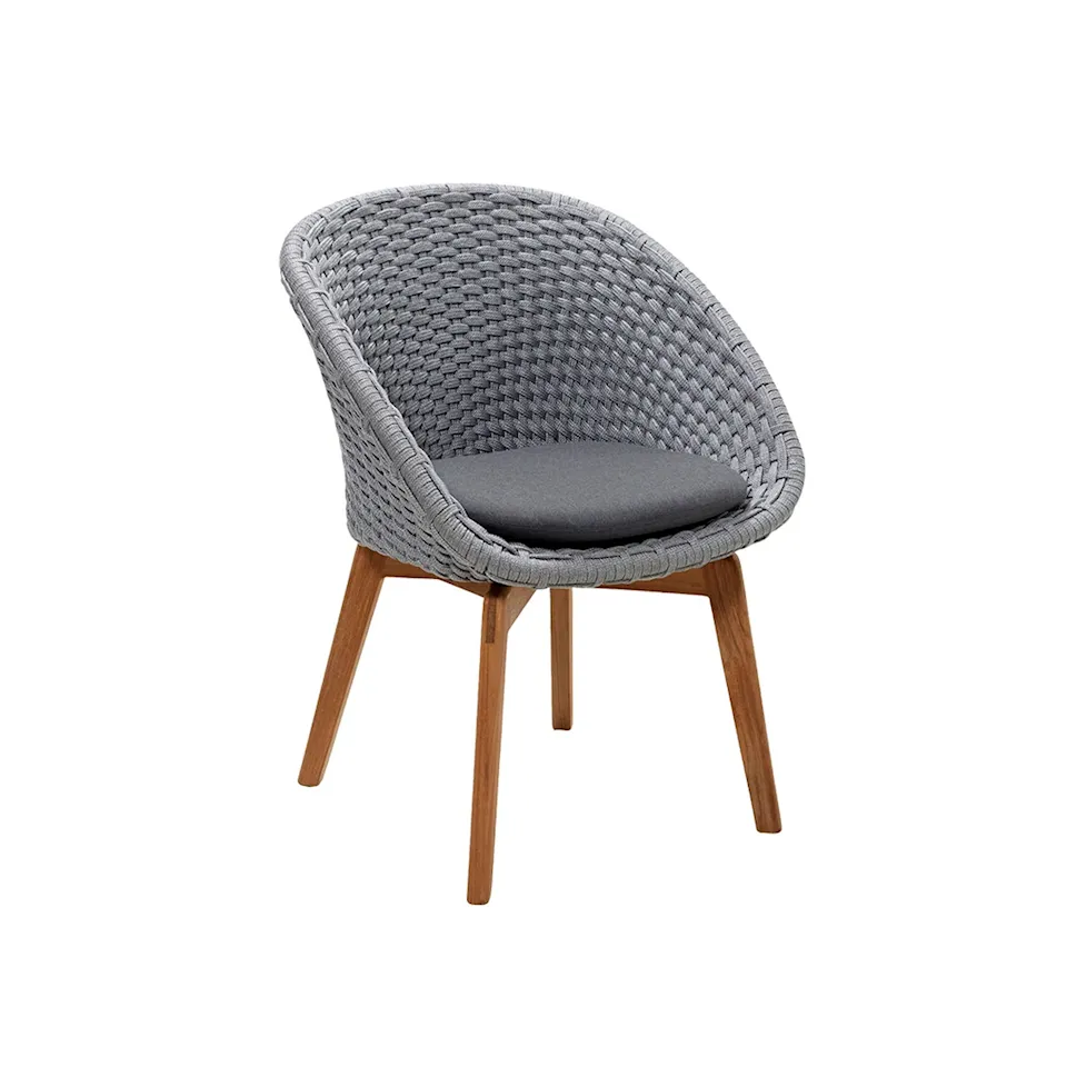 Peacock Stol, Teak/Light Grey, Inkl. Dyna