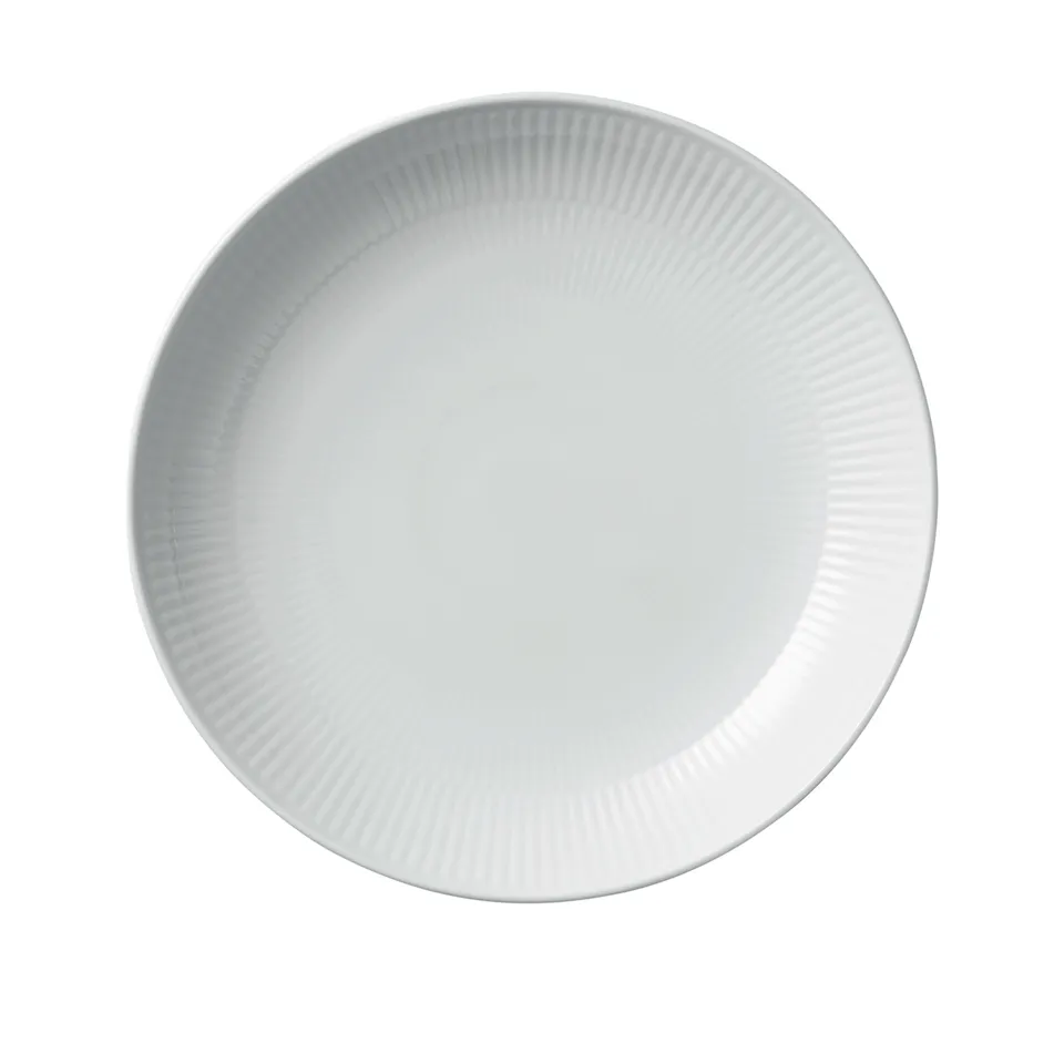 White Fluted Moderne Tallerken 25 cm