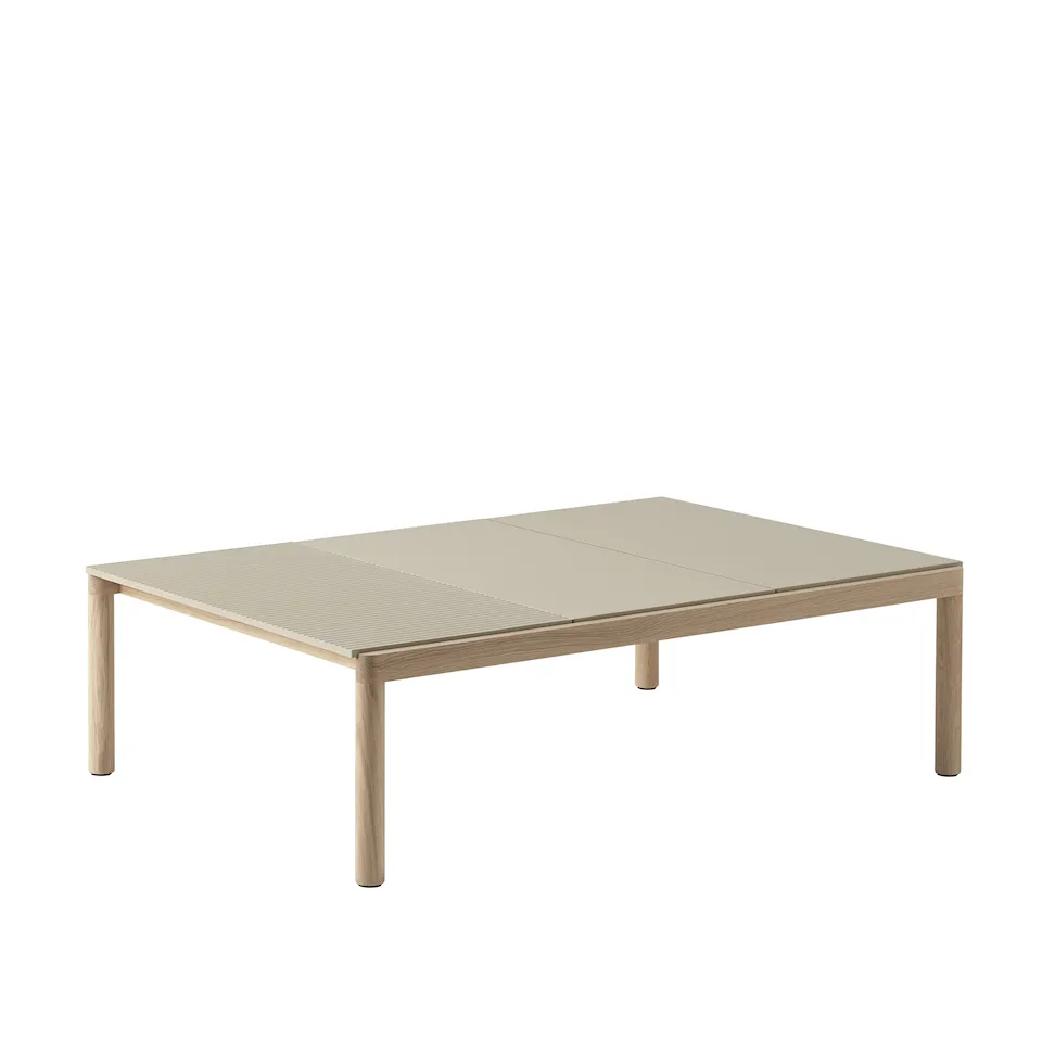 Couple Coffee Table / 120 x 84 x 35 cm - 2 Plain 1 Wavy - Sand/Oak