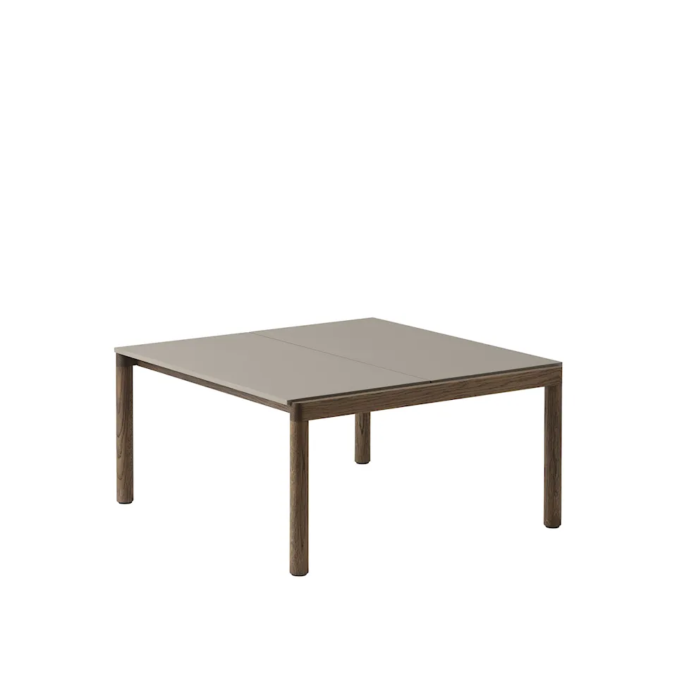 Couple Coffee Table / 80 x 84 x 40 cm - 2 Plain - Taupe/Dark Oiled Oak