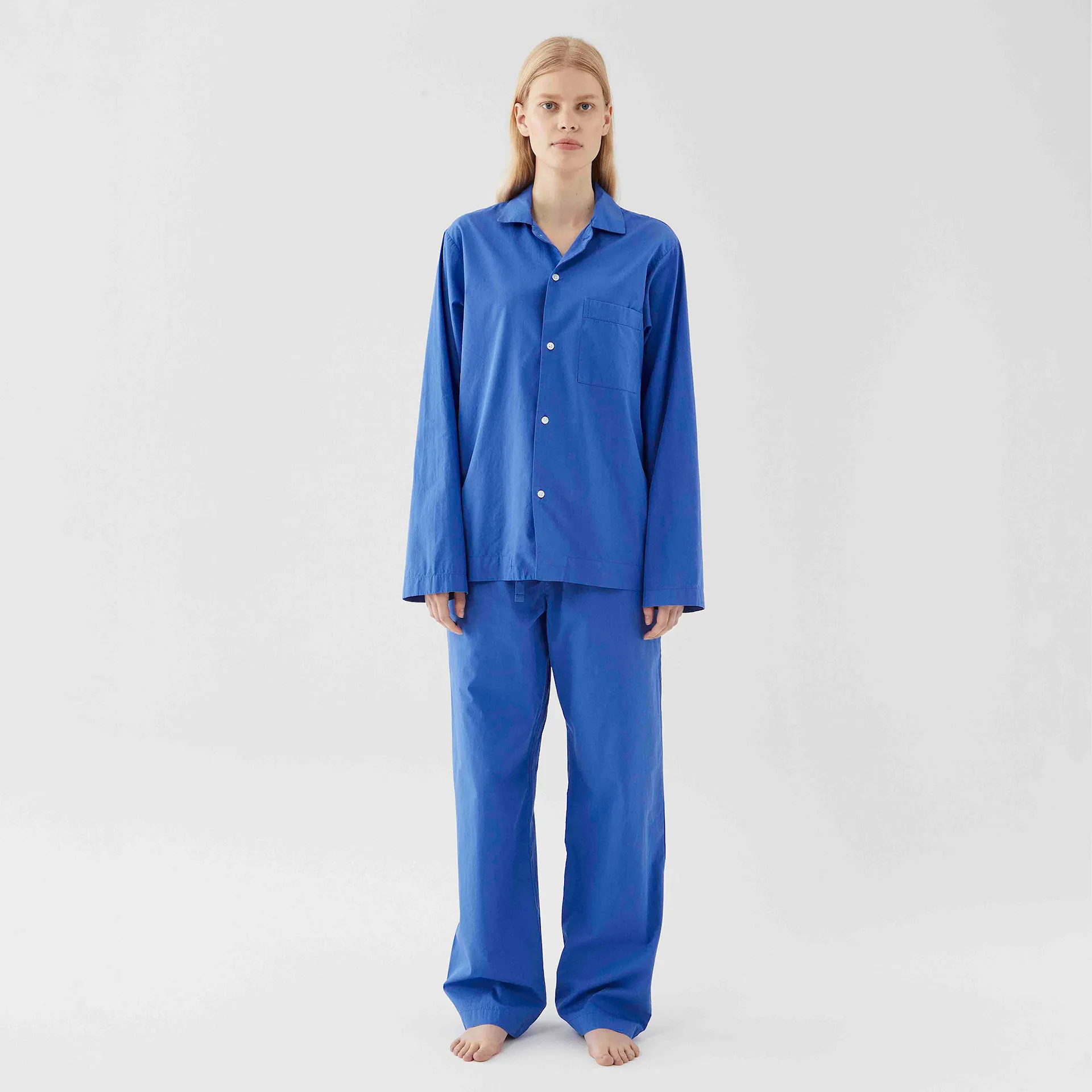 Poplin Sleepwear Shirt Royal Blue - TEKLA - NO GA