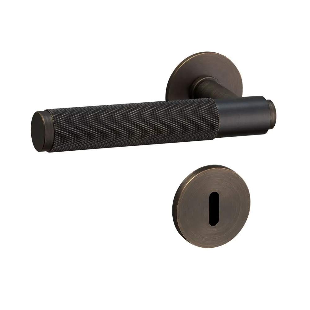 Dørhåndtaksett / uten returfjær / 30 mm / kryssrifling & nøkkelrosett - 1