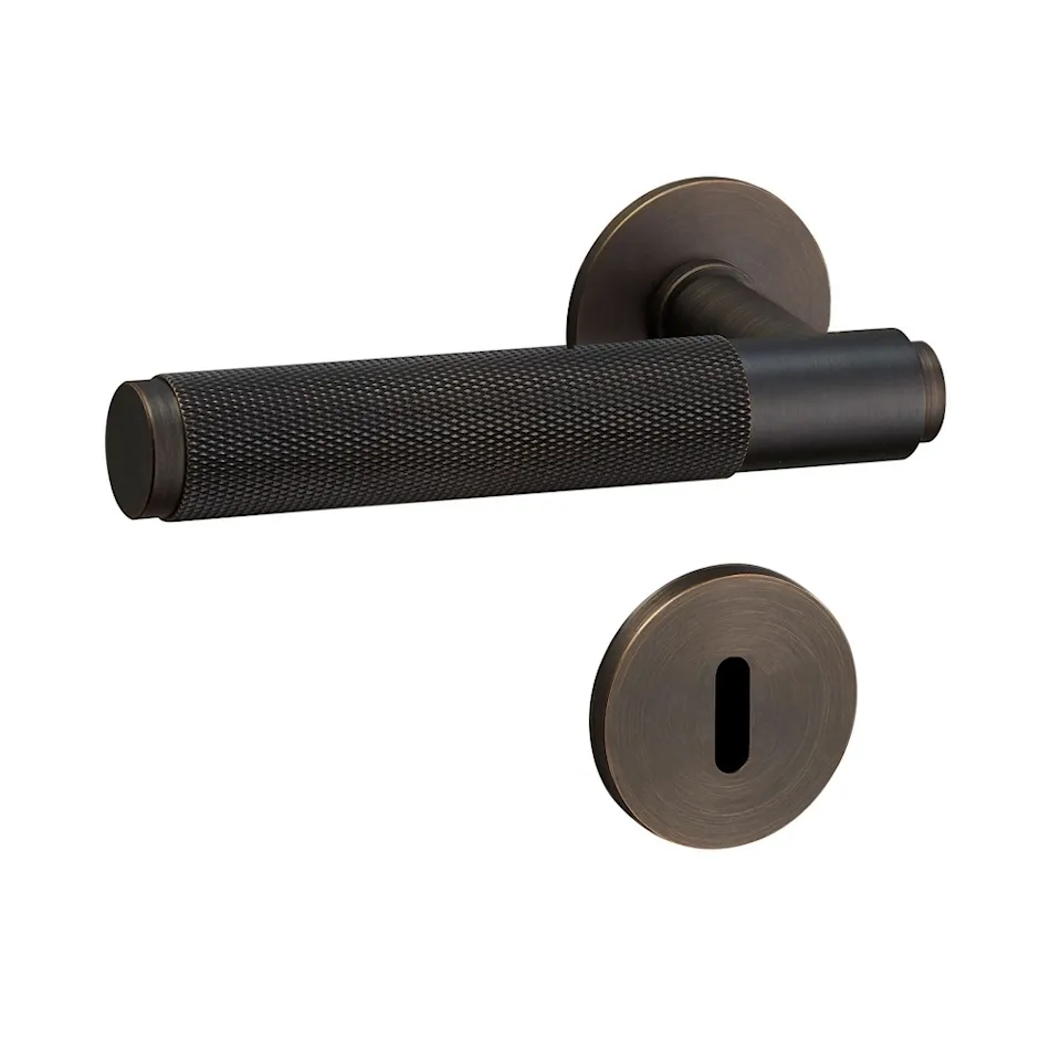 Dørhåndtaksett / uten returfjær / 30 mm / kryssrifling & nøkkelrosett