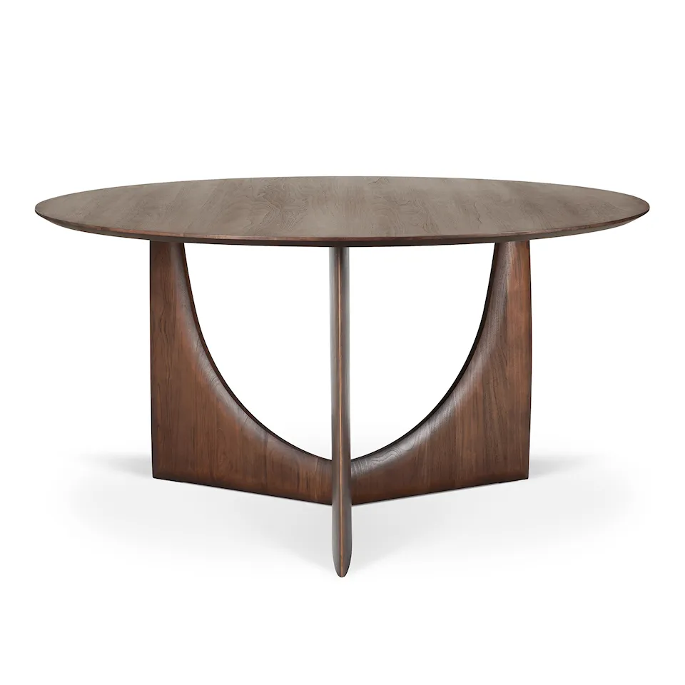 Geometric Dining Table Brown Varnished Teak