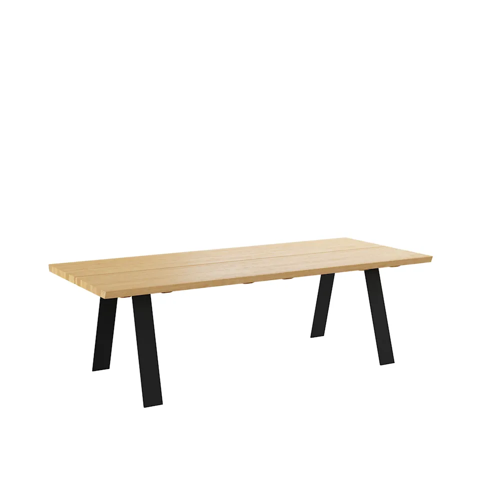 GM 3200 Plank Table, 180 x 100 cm, Tabletop Soaped Oak, Without additional top, Base in black powder coated steel