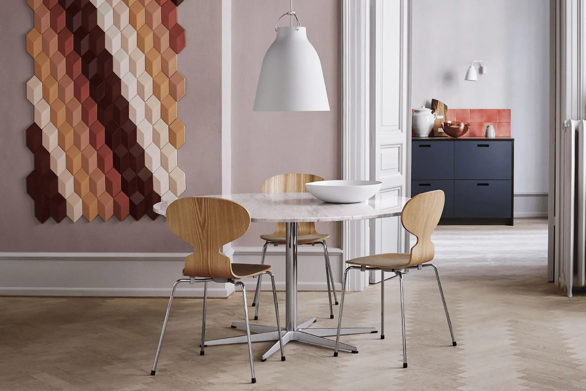 3100 Mauren 3 ben - trefiner - Fritz Hansen - Arne Jacobsen - NO GA