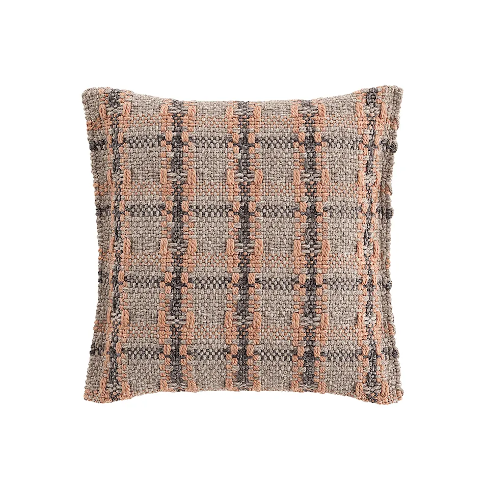 Garden Layers Small Cushion - Checks Terracotta