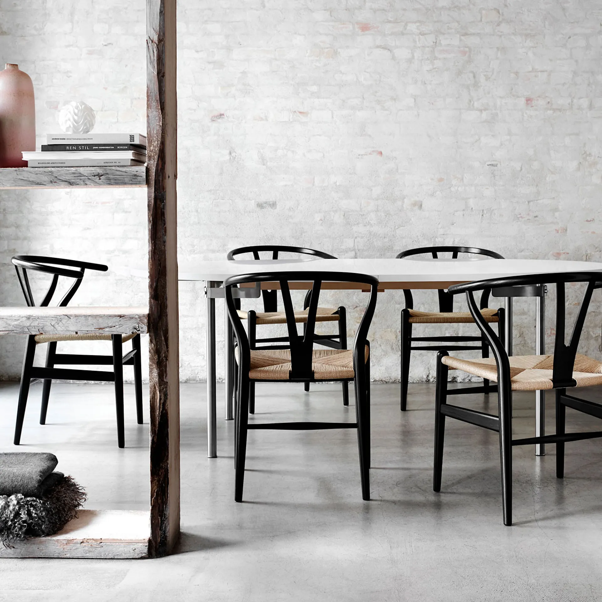 CH24 Y-stol - Ask/svart flettet papirsnor - Carl Hansen - Hans J. Wegner - NO GA