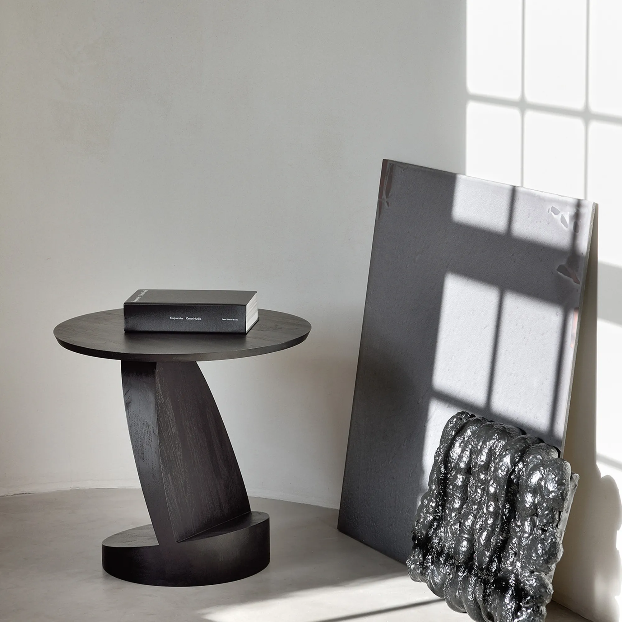 Teak Oblic Black Side Table - 5