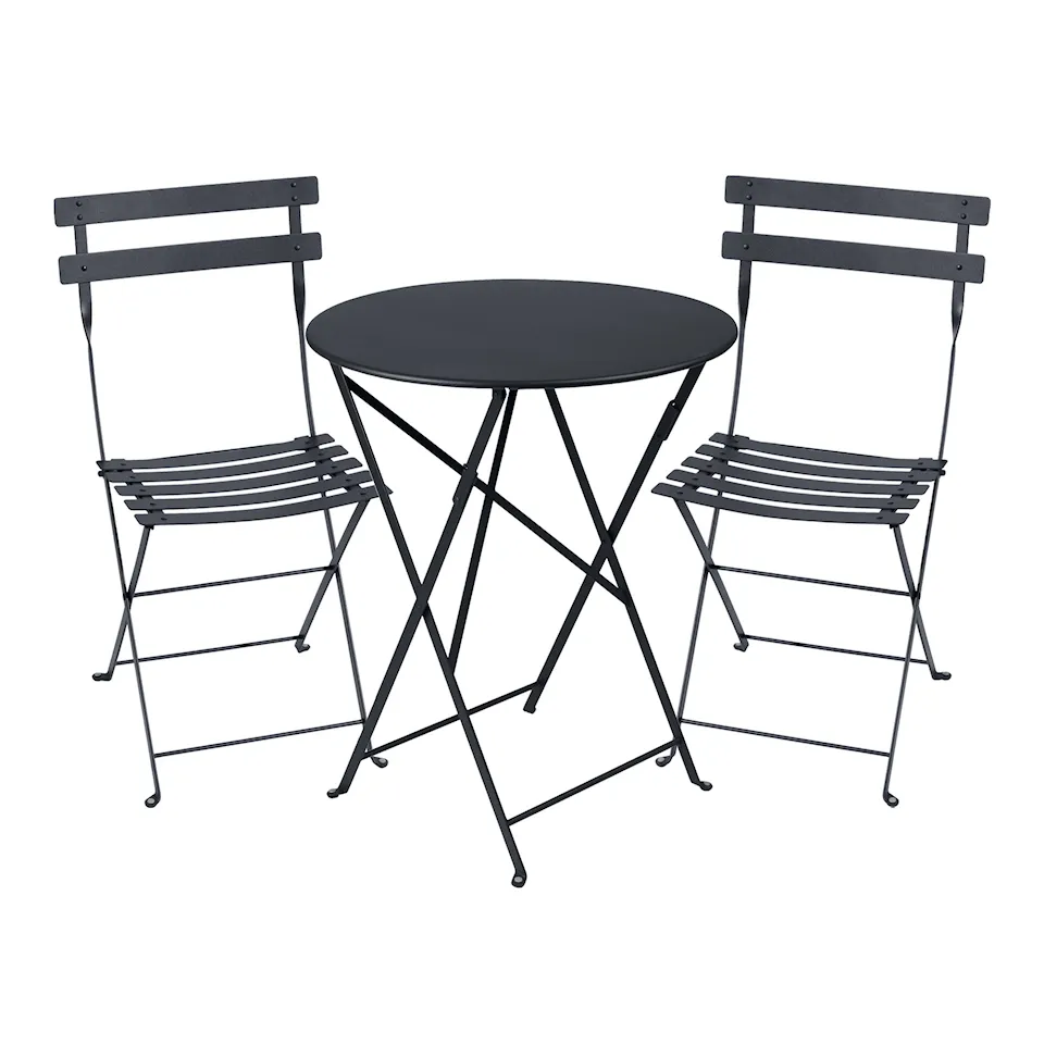 Bistro spisestuesett rundt bord Ø57cm & 2 metallstoler