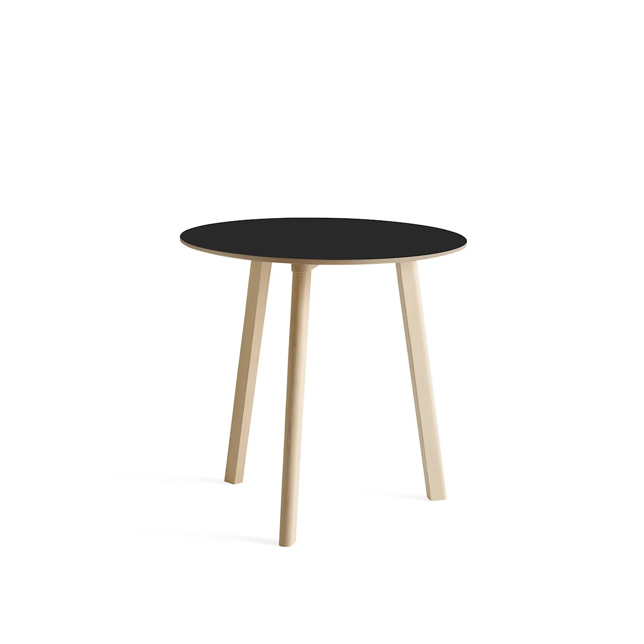 CPH Deux 220 2.0 Table Untreated Beech Frame Ø75 X H73 Pearl White Top Lacquered Beech Edge