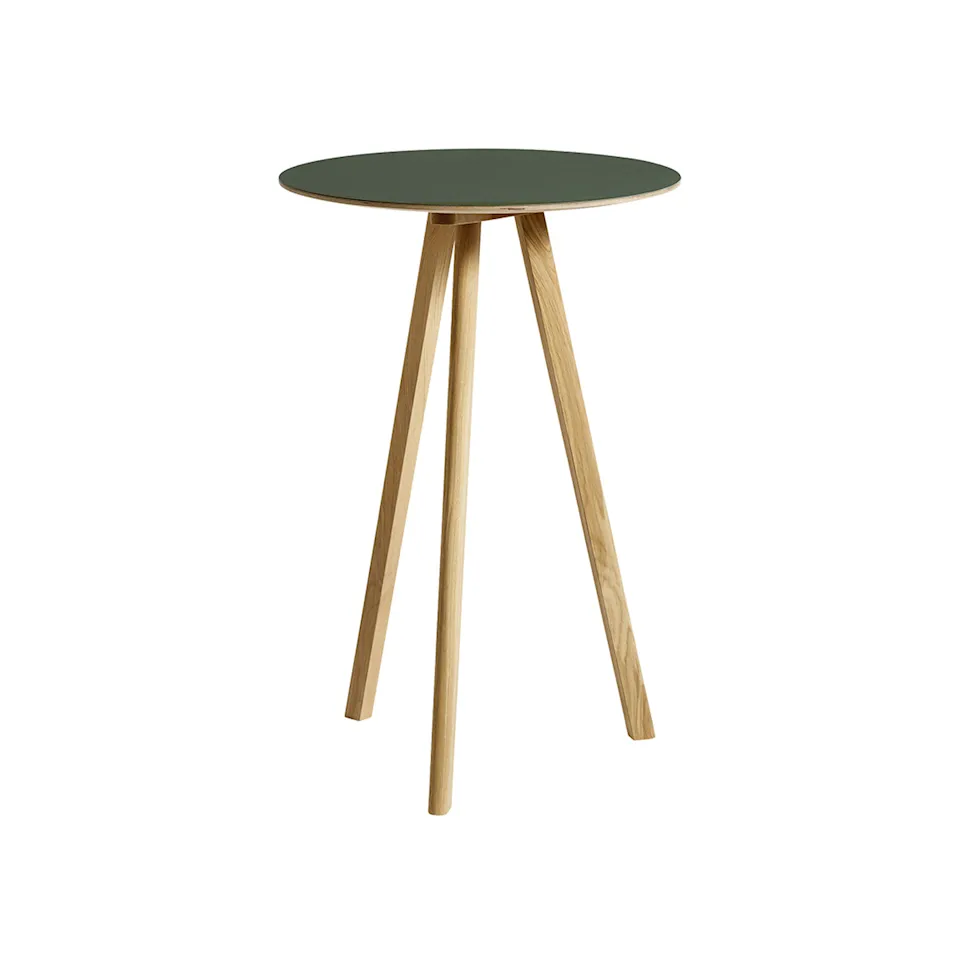 CPH20 2.0 High Table Lacquered Solid Oak Frame Ø70 X H105 Green Linoleum Top Lacquered Edge