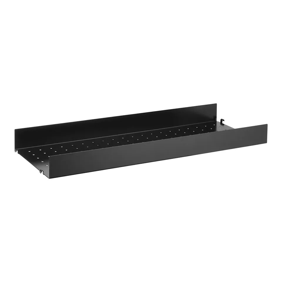 metallhylleplate 78x30cm hög kant svart