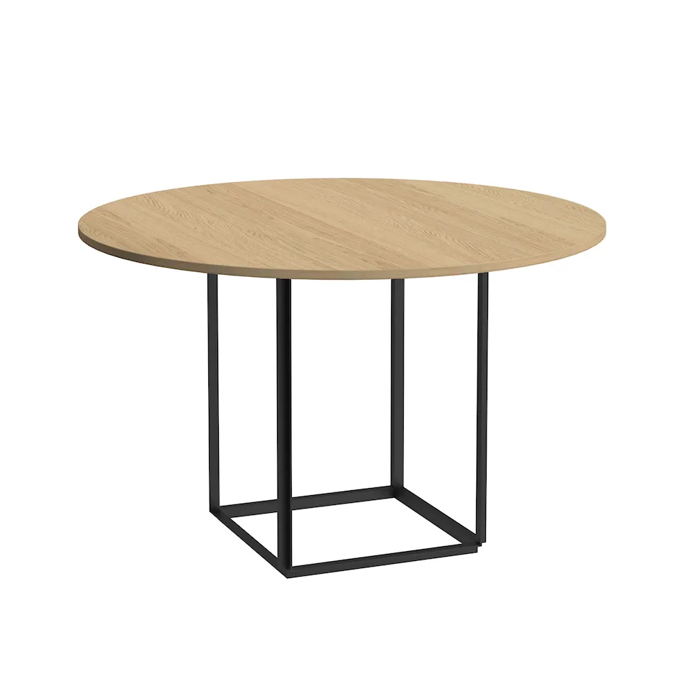 Florence Dining Table - Ø120, Skiva: Trä - Naturligt Oljad Ek, Underrede: Svart