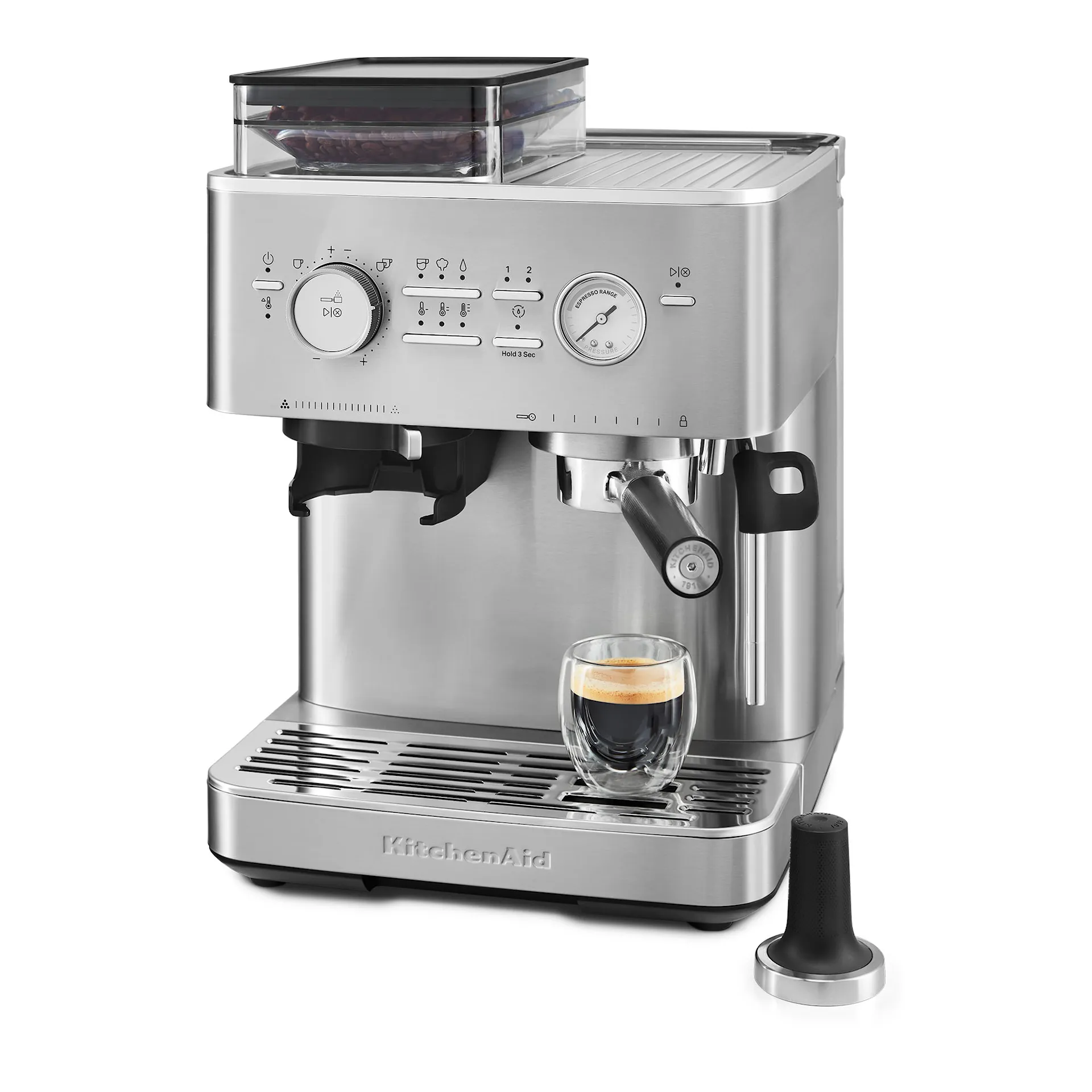 Halvautomatisk espressomaskin med kvern i rustfritt stål 5KES6551ESX - KitchenAid - NO GA