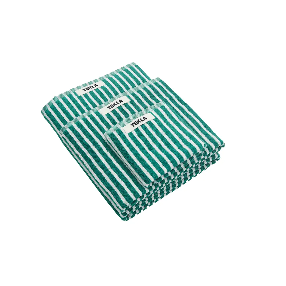 Terry håndkle teal green stripes