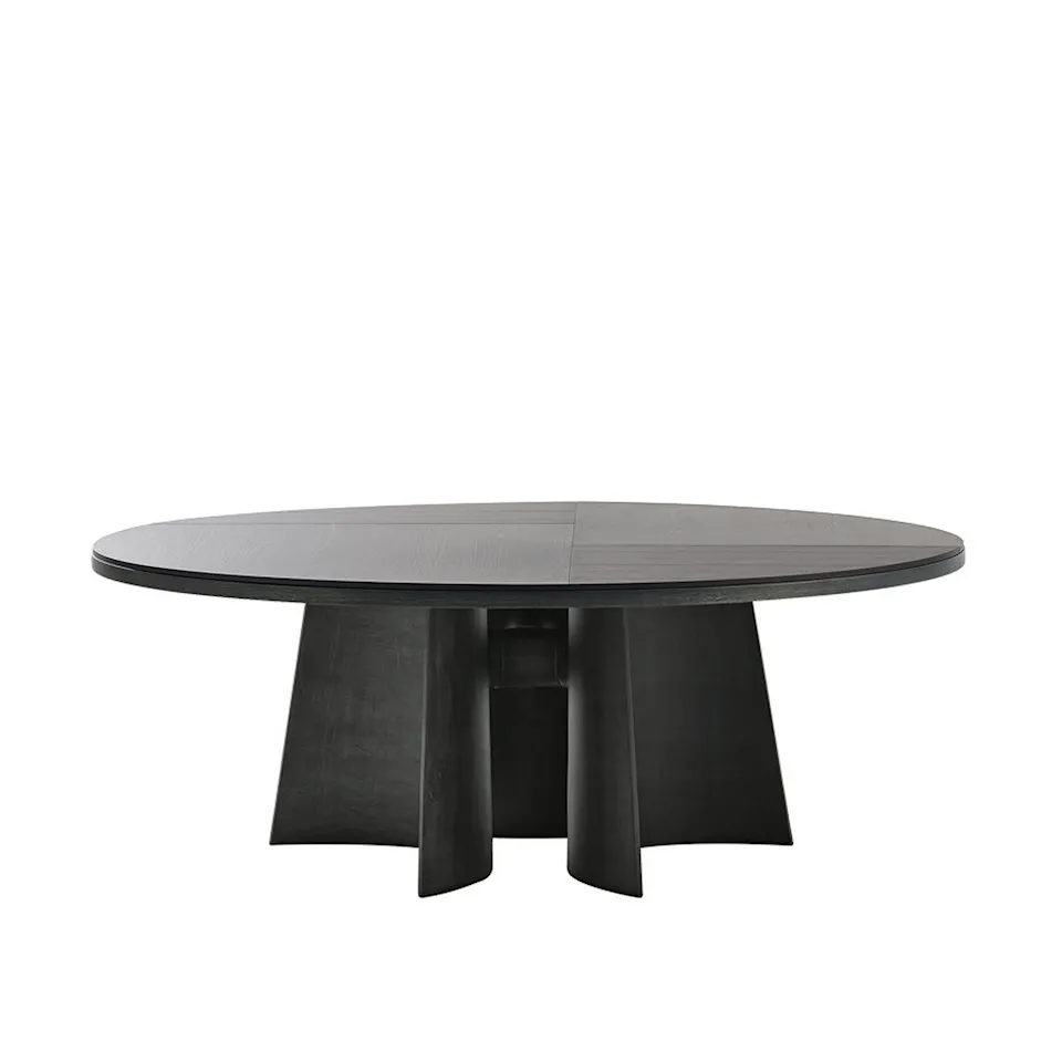 Kensington bord Ø 160 cm, Brushed Metal Iron, Top Black Elm