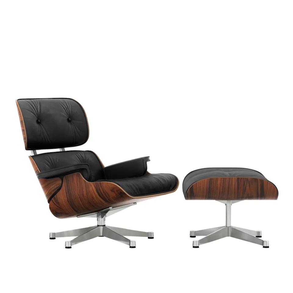 Eames Lounge Chair & Ottoman Santos Palisander Polert Base