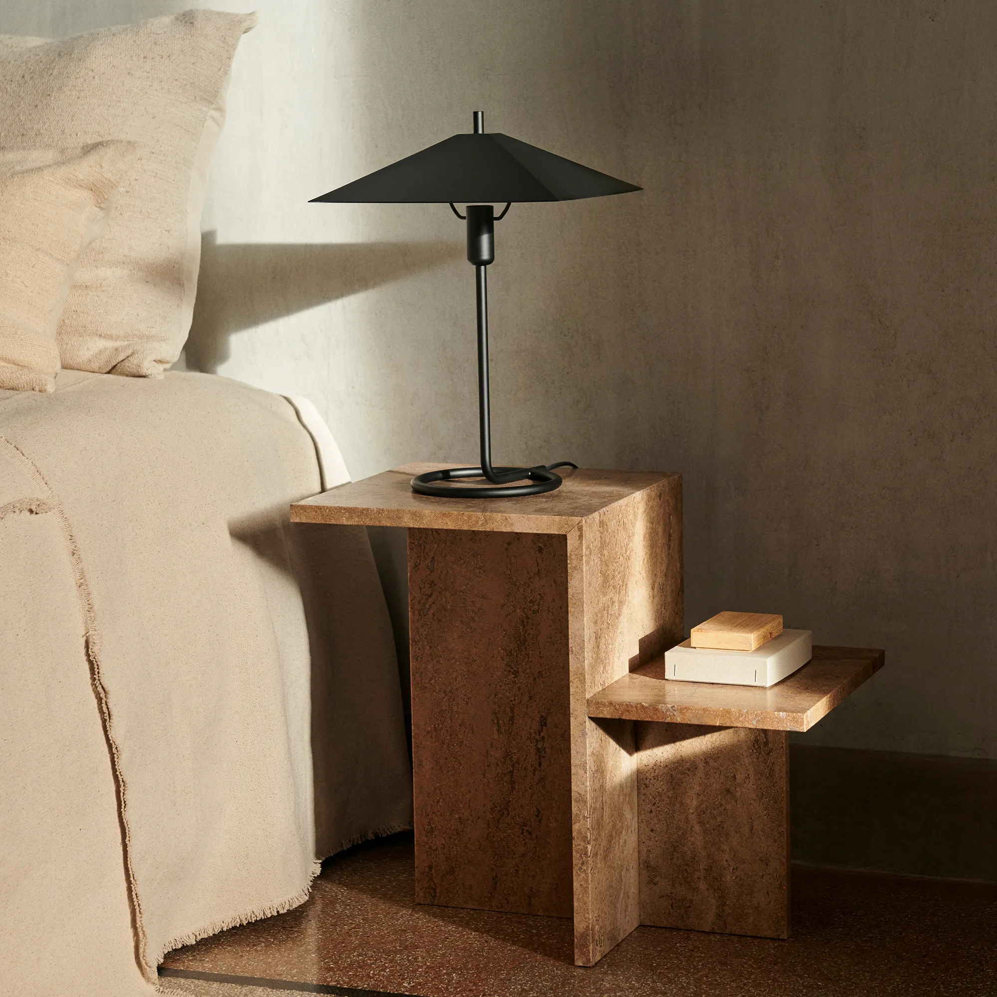 Distinct Side Table - Dark Brown Travertine - 2