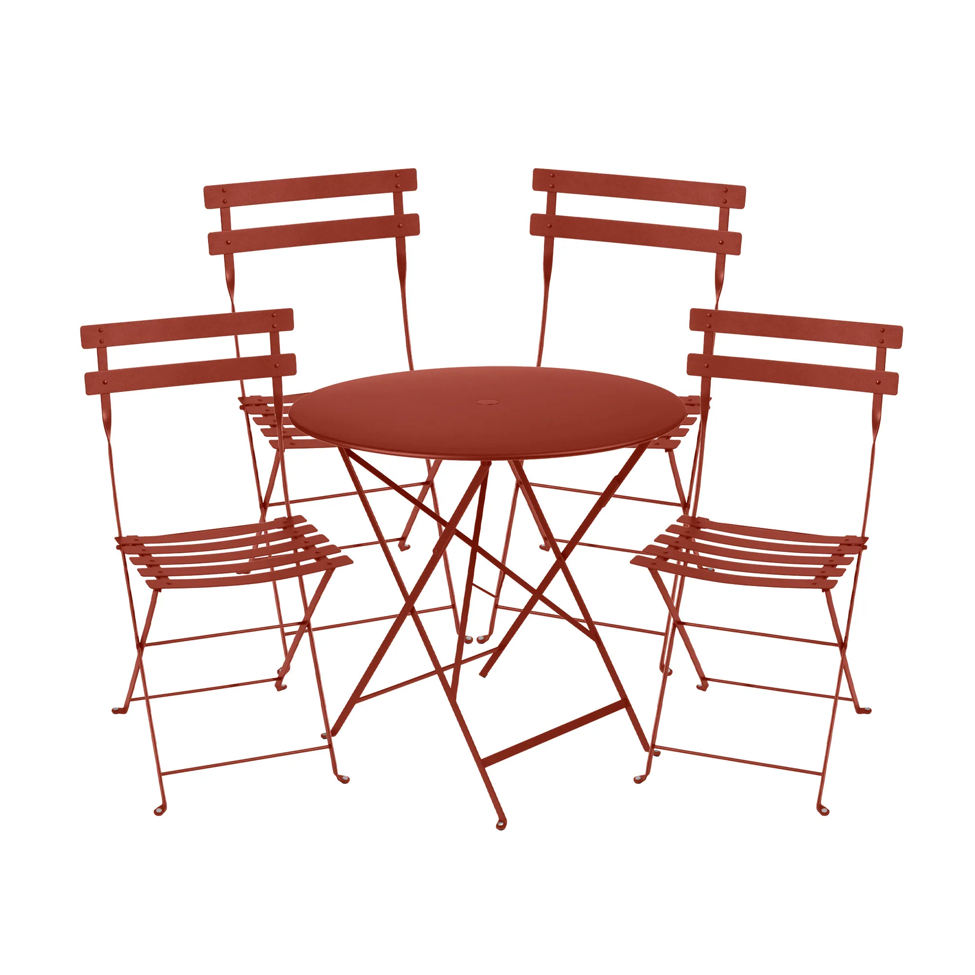 Bistro spisegruppe bord 77cm & 4 metall stoler - 1