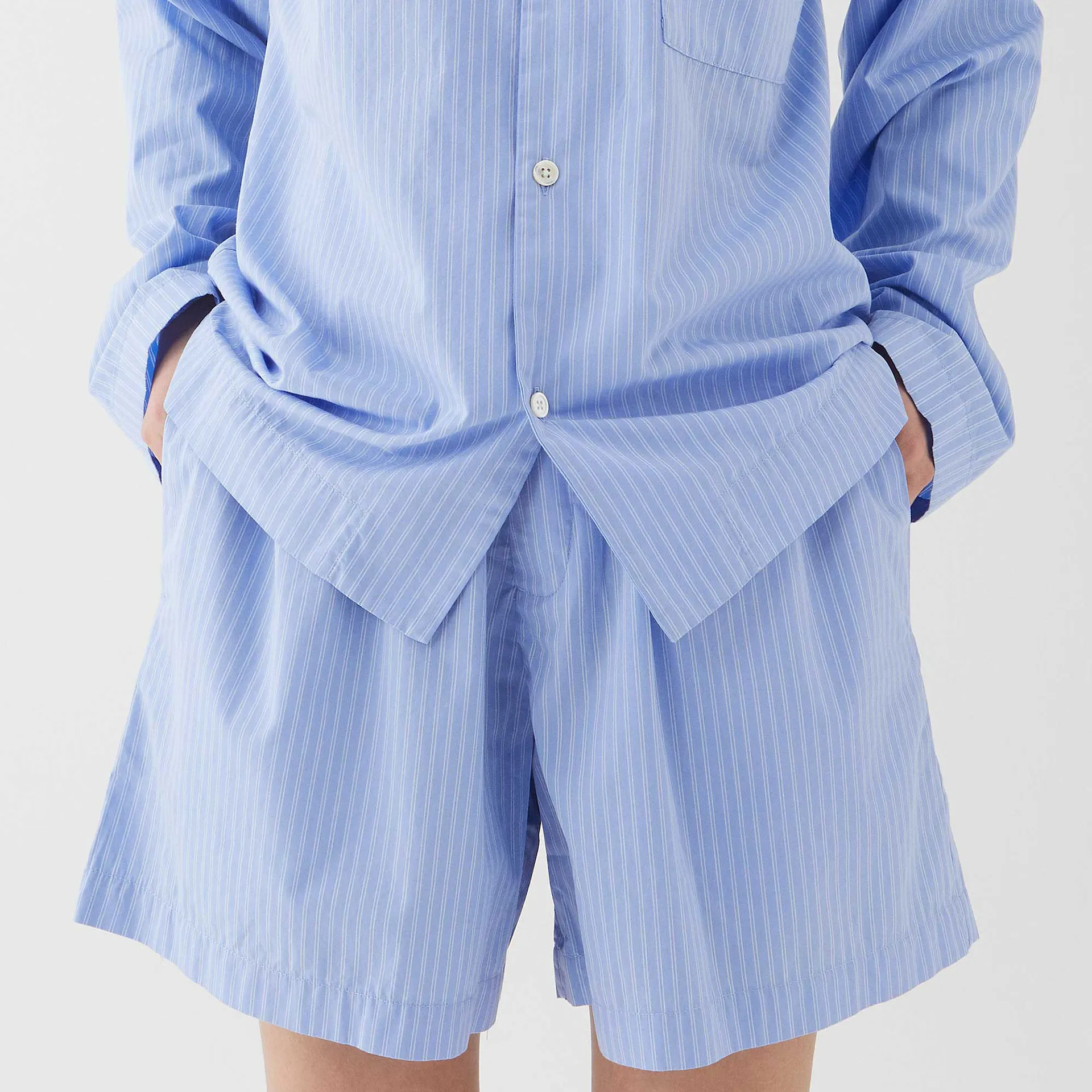 Poplin Pyjamas Shorts Blue Pin Stripes - TEKLA - NO GA