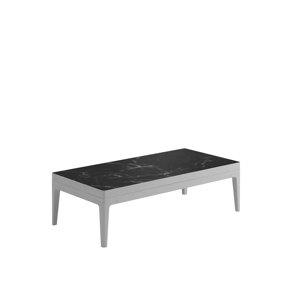 Grid Small Coffee Table, Frame White, Nero Ceramic Top