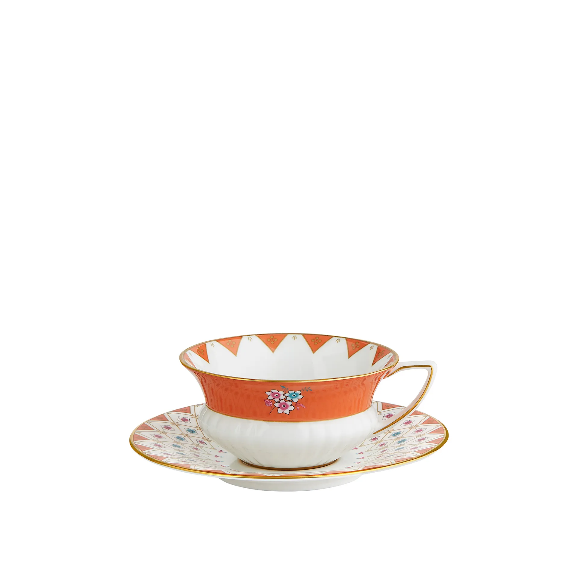 Wonderlust Peony Diamond Teacup  Saucer - Wedgwood - NO GA