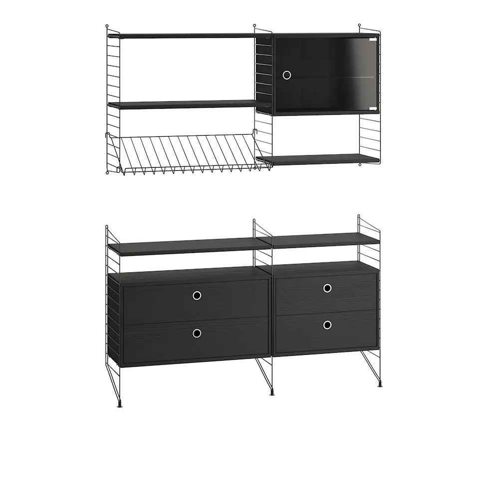 Stue hyllesystem T svart/svart