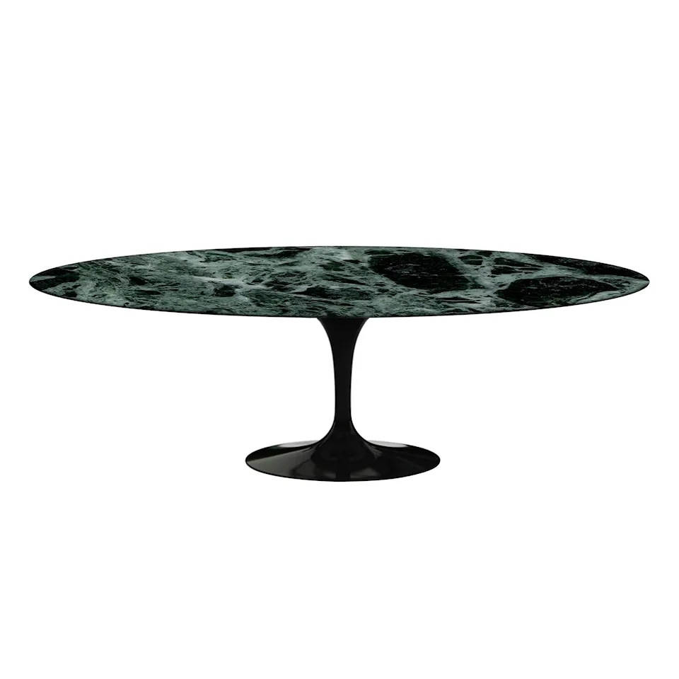 Saarinen Oval Table - Matbord, 244 x 137 cm, Svart underrede, skiva i matt grön Alpi marmor