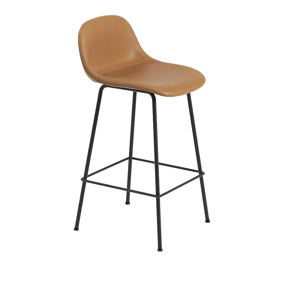 Fiber Bar Stool with Backrest - Tube Base