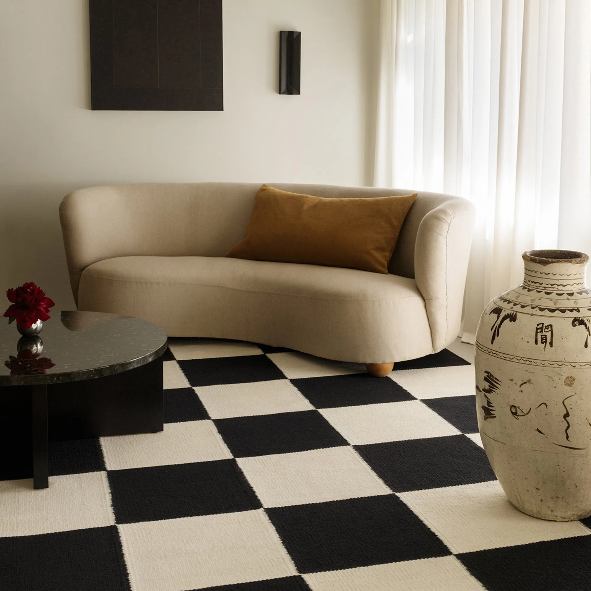 Square Black/Cream ullteppe - 2