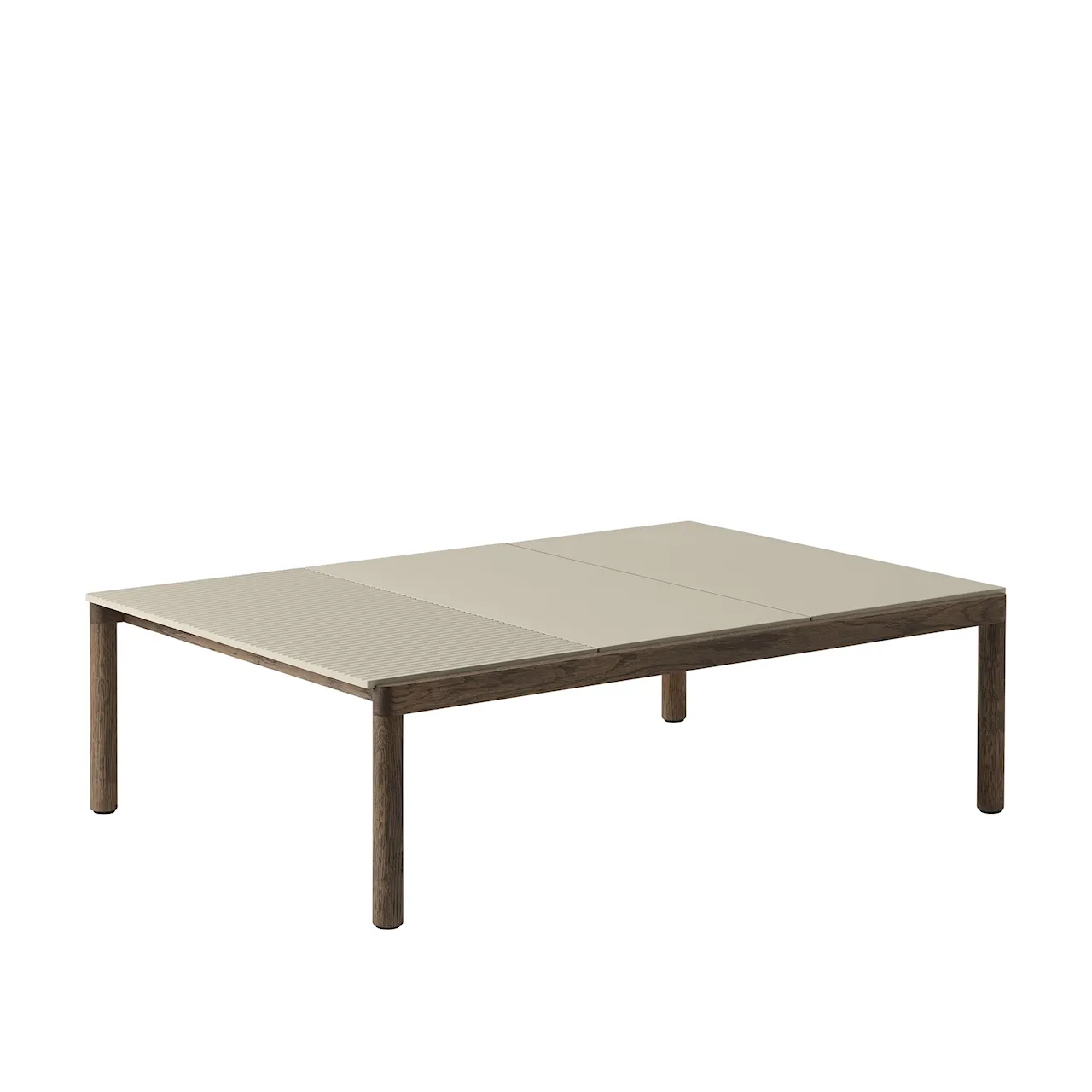 Couple Coffee Table / 120 x 84 x 35 cm - 2 Plain 1 Wavy - Sand/Oak