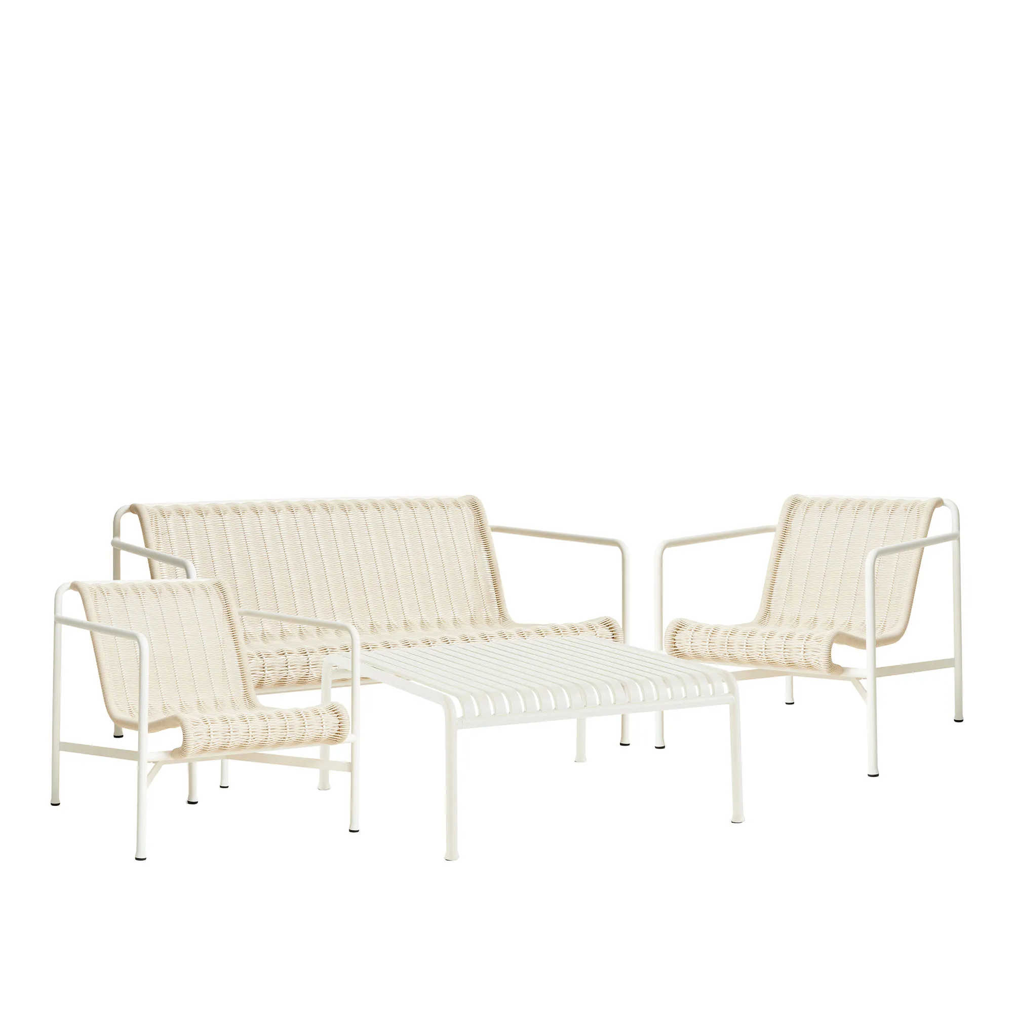 Palissade cord loungegruppe med loungesofa, 2 loungestoler & lavt tredgårdsbord - 1